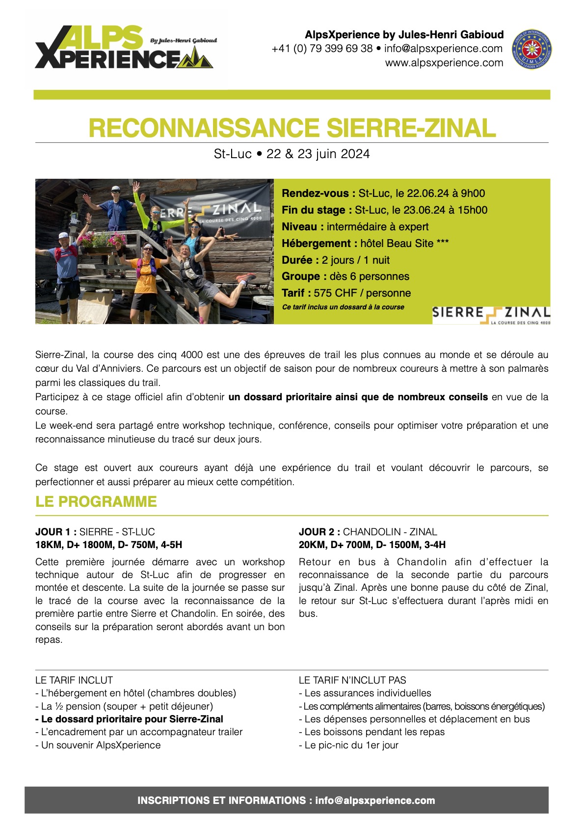 Camps d entra nement jules henri gabioud sierre zinal la course des