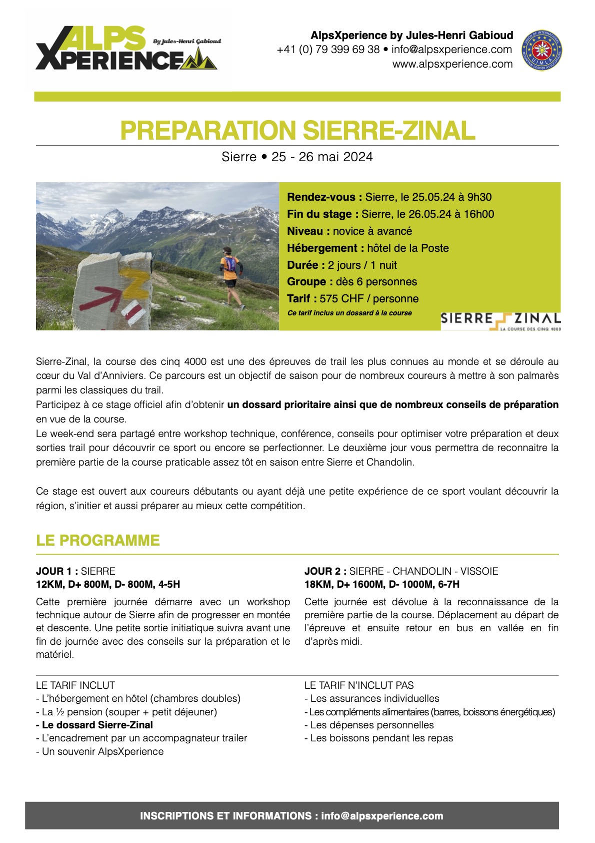 Camps d entra nement jules henri gabioud sierre zinal la course des